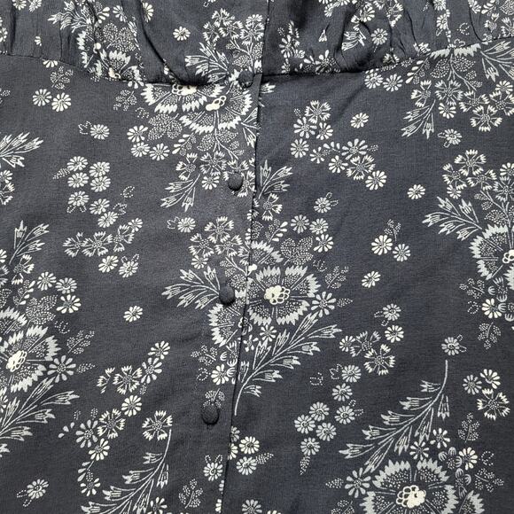 Madewell Tie Back Button Front Midi Dress Archival Floral Indigo Blue XS 2 - Picture 6 of 8